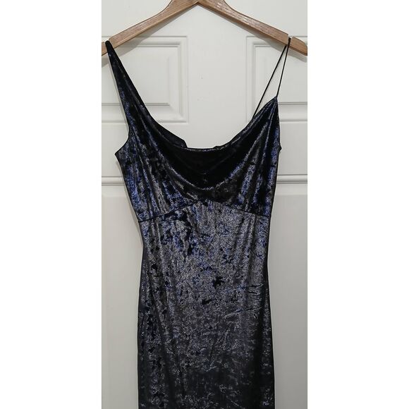 Nicole miller collection Sz 6 burnout velvet blue sapphire elegant evening dress - Picture 3 of 8